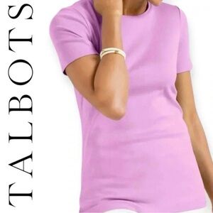 The Talbots Tee Misses XL Lilac Purple Short Sleeve Pima Cotton NWT